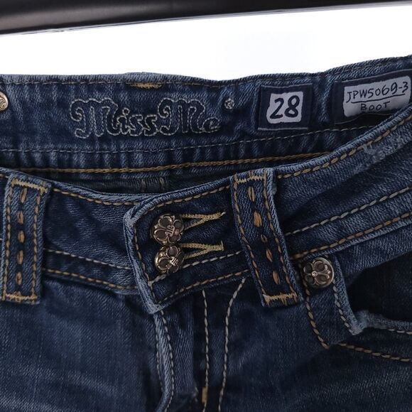Miss Me JPW5069-3 Women's Sz 28 Low Rise Bootcut Denim Blue Jeans - Picture 4 of 14